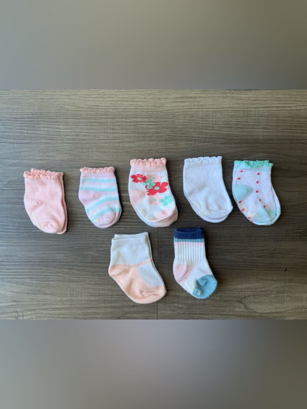 Little Me Baby Sock Set in Pastel Pink, White, Mint & Navy